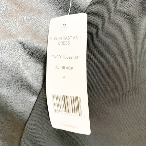 Bebe | Faux Leather Contrast Knit Dress - Picture 5 of 12
